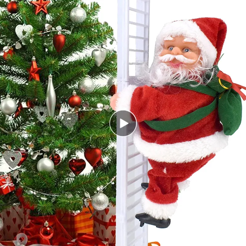 Christmas Animated Santa Claus Figure Rope Climbing 8" Xmas Novelty Plush Gift 