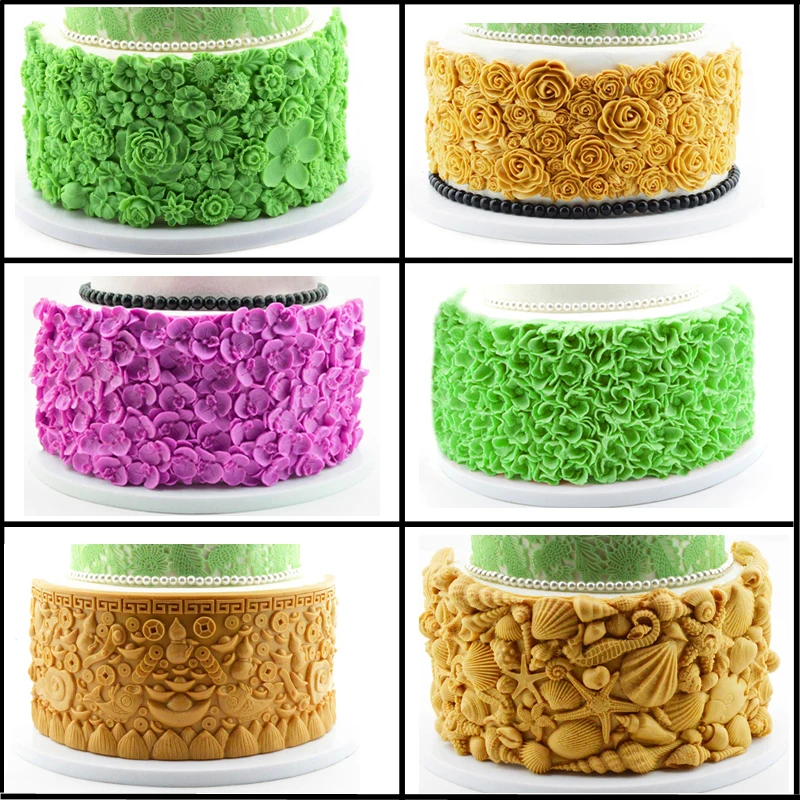 

Meibum Rose Ruffle Petal Silicone Fondant Cake Mold Leaf Flower Conch Shell Pattern Wedding Birthday Sugar Craft Decorate Mould