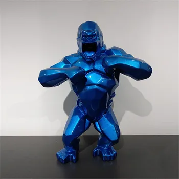 

52cm Big Craftwork Animal Orangutan Skull Gorilla Monkey Sculpture Geometric Decoration Resin Collectible for Model