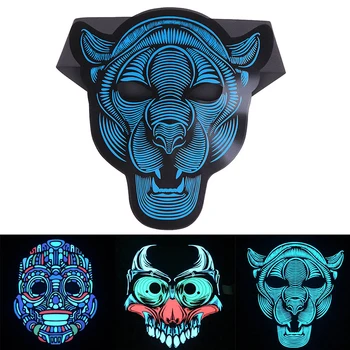 

Halloween LED Masks LED Light Up Party Terror Masks Cold Light Helmet Fire Festival Party Glowing Dance Night Party Decor