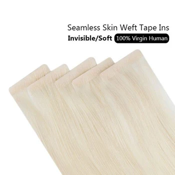 

【New】Ugeat Invisible Tape in Human Hair Extensions Blonde #60 Seamless Skin Weft Double Drawn Virgin Hair 2.5G/Piece