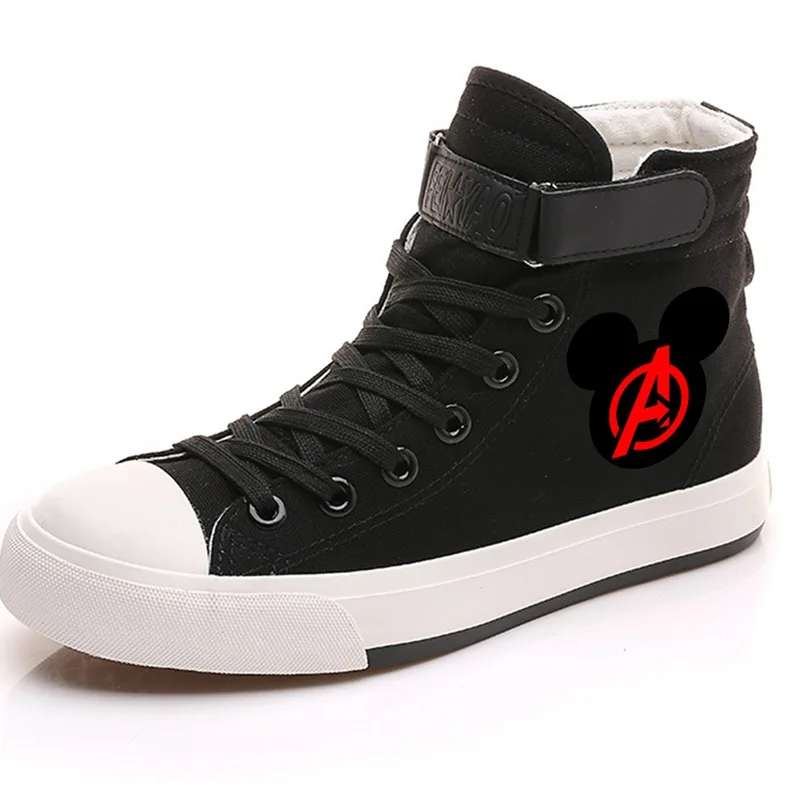 Marvel Человек-паук мышь пара Высокий каблук холстовая мужская обувь с VelcroShoelac обувь