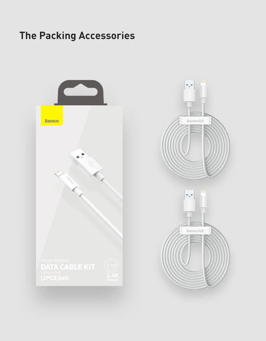 Baseus 2pcs USB Cable For iPhone 13 7 6 8 plus X XR 11 12 mini pro Charger USB Cable Fast Charging 1.5M
