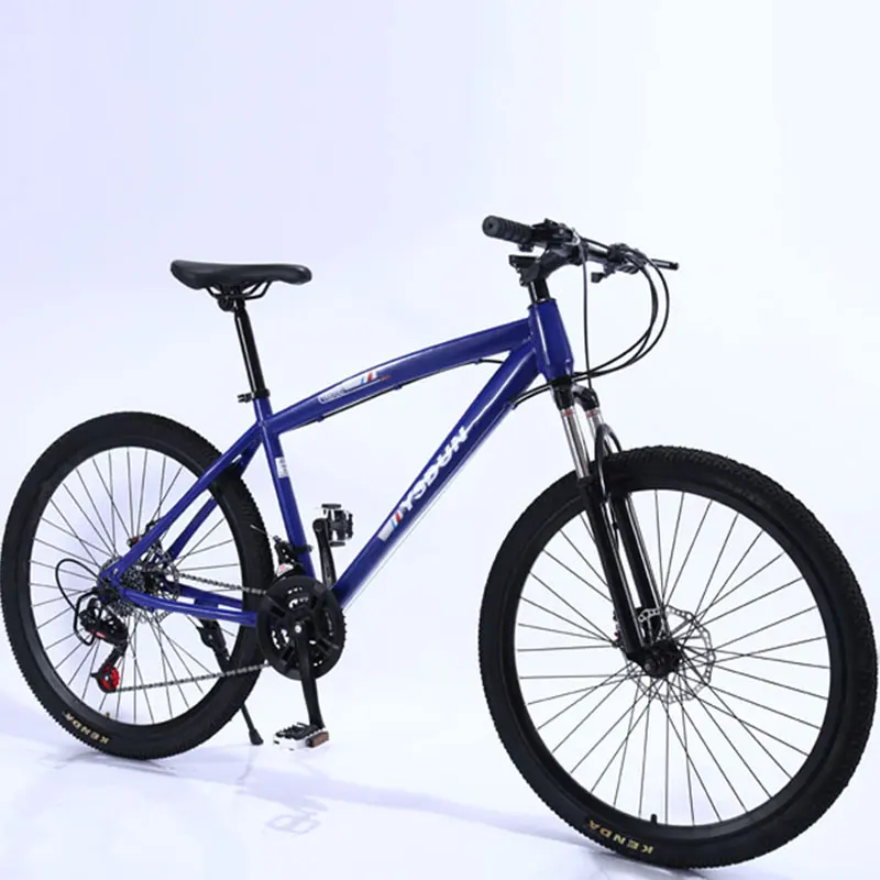 Горный велосипед мужской студенческий Молодежный гоночный женский скоростной двойной дисковый тормоз шок внедорожный стальной взрослый велосипед - Цвет: Dark blue