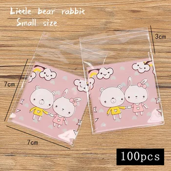 

50pcs/lot Cartoon Self Adhesive Plastic Bag Little Bear Bunny Friends Candy Soap Cookie Handmade Biscuit Party Favors Gift Bags