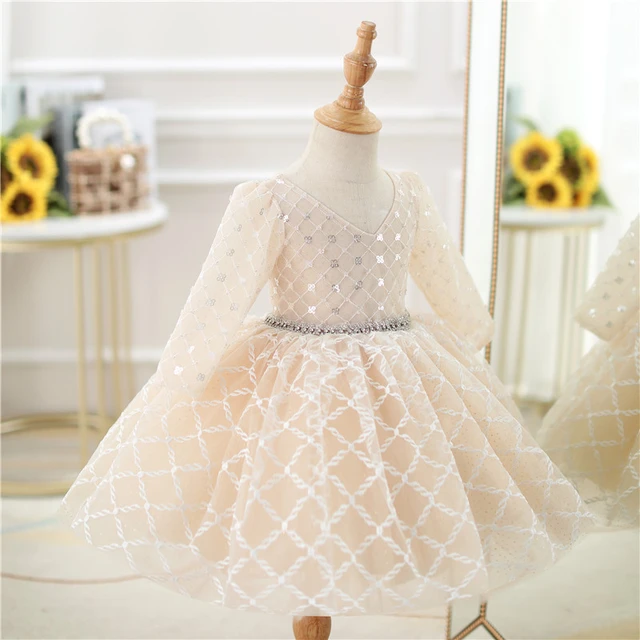 Beige organza gown for girls - G3-GGO0803 | G3fashion.com