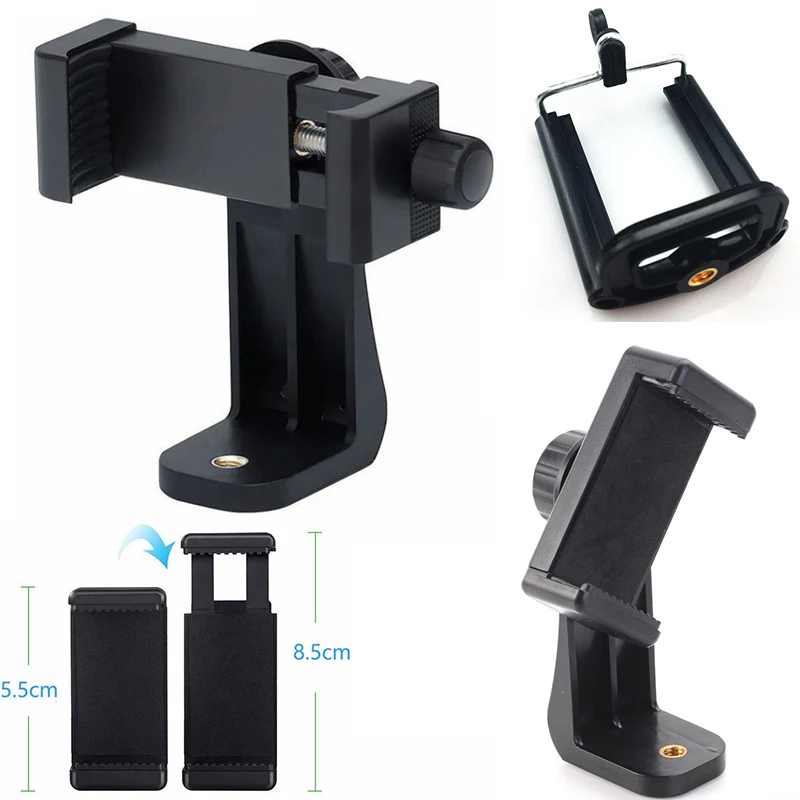 Universal Ponsel Tripod Mount Adaptor Ponsel Clipper Berdiri Vertikal 360 Derajat Adjustable Pemegang untuk iPhone 11 Samsung S10 S20