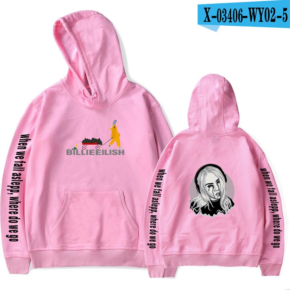Новая Толстовка Billie Eilish, женская и Мужская Повседневная Толстовка, 2d-теплый популярный детский Модный пуловер в стиле знаменитостей розового и белого цветов - Цвет: As picture