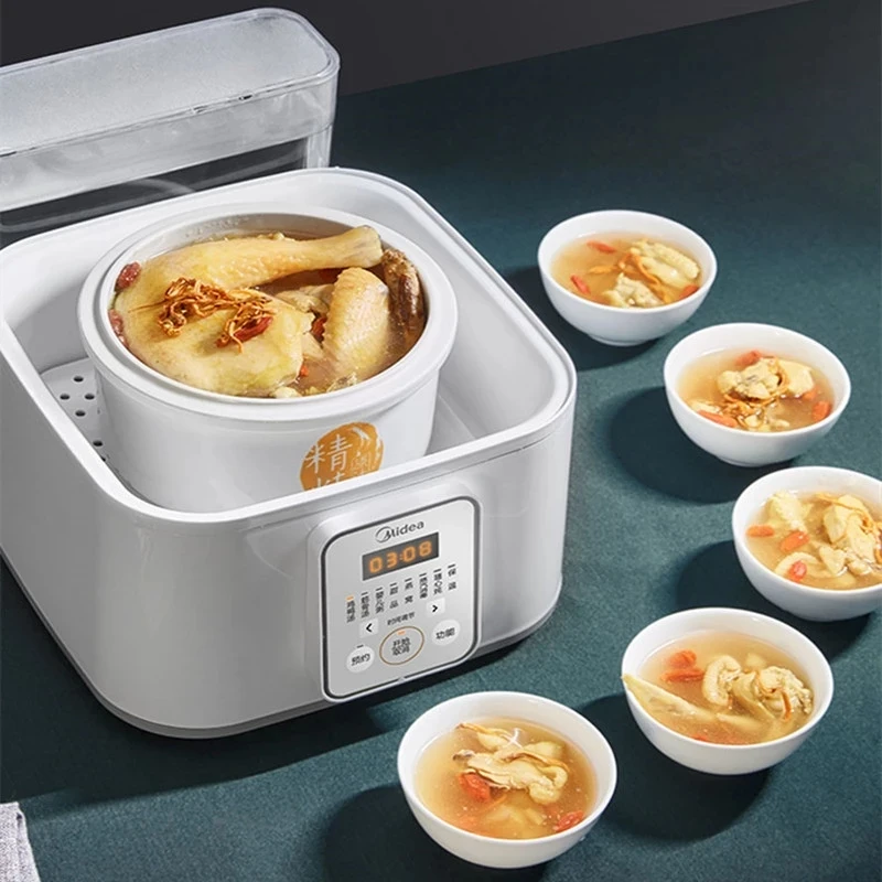Midea 220V Slow Cookers Electric Stew Finks Kithen Electric Stew Pot Steam Household Ceramic Soup Pot Soup