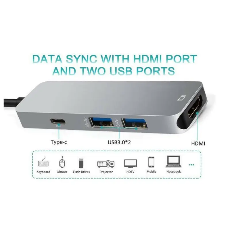 4 в 1 концентратор адаптер USB C к HDMI адаптер с 4K USB-C к USB 3,0 type C к USB 2,0 100 Вт PD зарядное устройство для MacBook Pro /