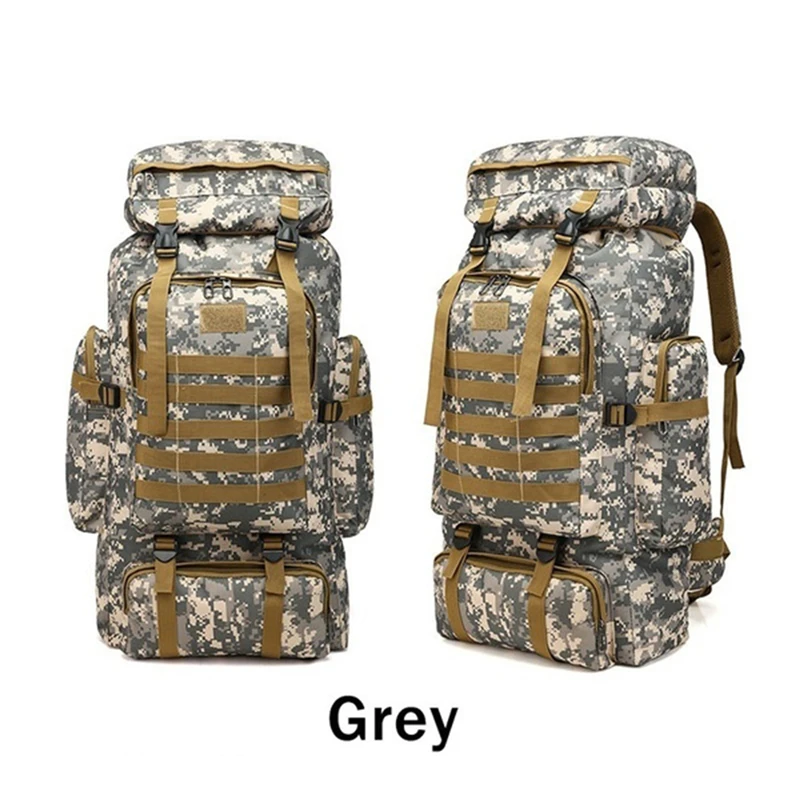 gray 80L водонепроницаемый Камуфляжный тактический рюкзак, военный армейский походный рюкзак для кемпинга, рюкзак для путешествий, спортивная сумка для альпинизма на открытом воздухе - Цвет: gray