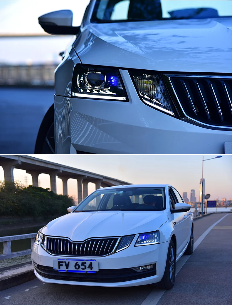 Автомобильный Стайлинг головы leam для Skoda Octavia фары Octavia Все светодиодный фары светодиодный DRL Объектив Высокий Низкий луч парковка