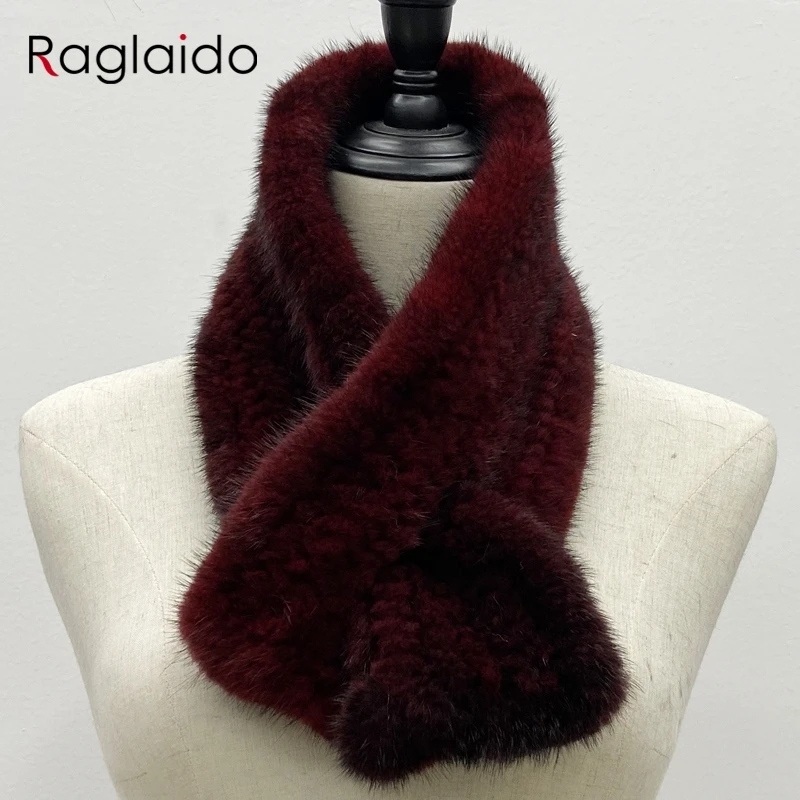 2025New Sciarpa di pelliccia di visone per donna Scialli femminili morbidi e caldi invernali Elegante scaldacollo solido 80 cm x 12 cm 5