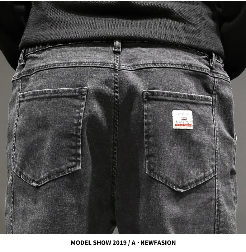 Мешковатые джинсы для мужчин Уличная осень зима ковбойский стиль Moda Masculina Roupas джинсы Masculino сшивание черные шаровары
