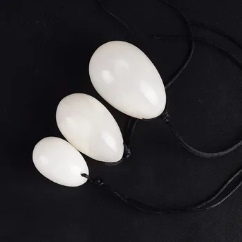 

3Pc Natural White Jade Yoni Egg Crystal Egg Stone Eggs Kegel Exercise Vaginal Balls Vaginal Exerciser Pelvic Quartz Ball with Bo