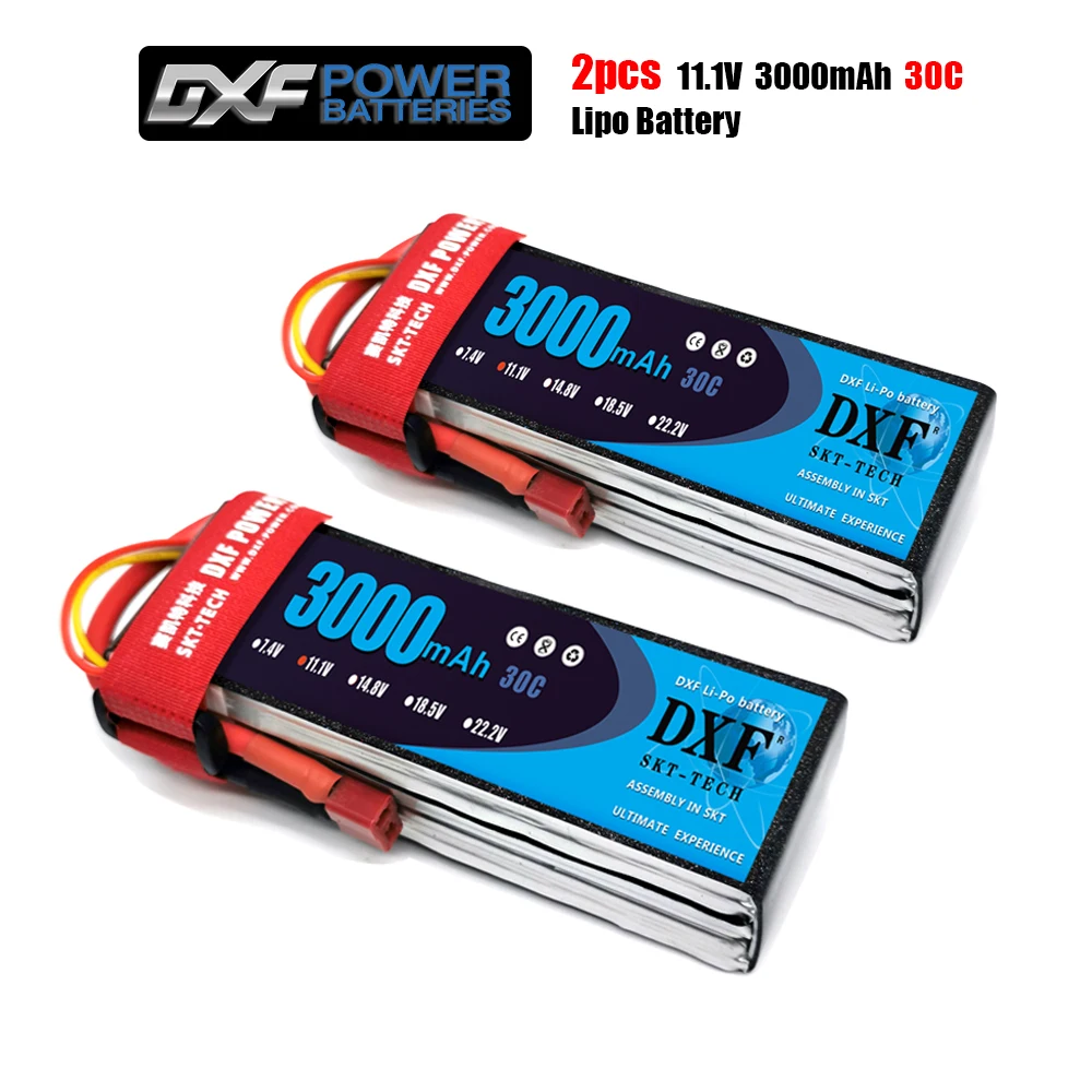 2 шт. DXF lipo батарея 3S 11 1 V 3000mah 3500mah 5200mah 30C 100C 50C для 1/10 1/8 RC Car FPV вертолет Дрон|Детали и