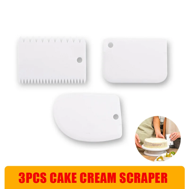 

3 pcs DIY Cake Cream Scraper Cake Decorating Tools Comb & Icing Smoother for Baking Accessories