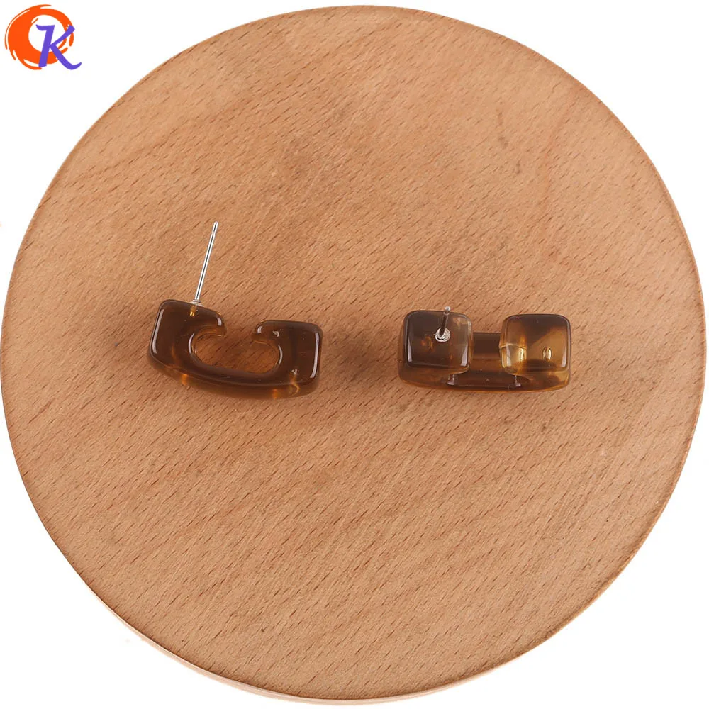 Deep Amber Сердечный дизайн 12x24 мм 100 шт ювелирные изделия аксессуары/серьги-гвоздики в форме/акриловые бусины/Мрамор эффект/ручная работа/фурнитура для серег/аксессуары "сделай сам" для изготовления - Цвет: Deep Amber