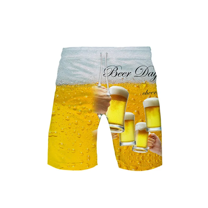 Шорты Beer Day3D с цветным принтом крутые и дышащие пляжные брюки летние шорты