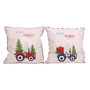 

1pc Cushion Cover Christmas ornament machine embroidered cartoon tractor pillowcase christmas decorations for home 45x45cm