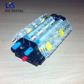 

MOC Brick V8 Engine V8 Transparent 8-Cylinder engine Buliding Blocks assembled bulk Bricks Parts Compatible with Technic Cars