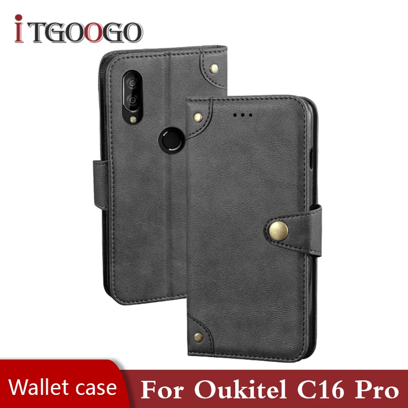 Чехол-Кошелек на Oukitel C16 Pro задняя Кожаная Обложка для книг Магнитный