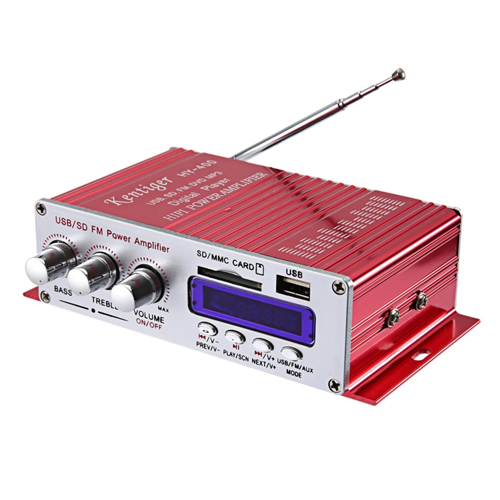 Мощность стерео мини 12 В 20 Вт стерео усилитель радио Mp3 динамик FM радио с ЖК-дисплеем для дома автомобиля - Цвет: red
