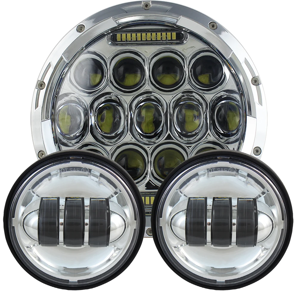 ULJ0075 Chrome 7-дюймовый светодиодный фонарь для мотоцикла Hi/low Beam с сигналом поворота DRL 30 Вт противотуманная фара 4,5 ”дополнительные фары для любых моделей 7" 4,5 дюймов - Цвет: ULJ0075 Chrome