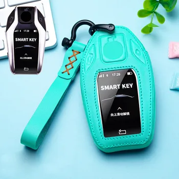 

Leather Car Fully Key Case Cover Fully Key Shell For BMW 7 Series 740 6 Series GT 5 Series 530i X3 Remote Display Key Protector