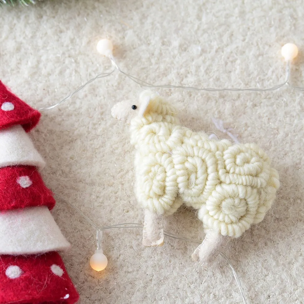 1PC Cute White Sheep Christmas Tree Pendant Xmas Tree Hanging Ornament Christmas Decoration Knitting Toy#T2