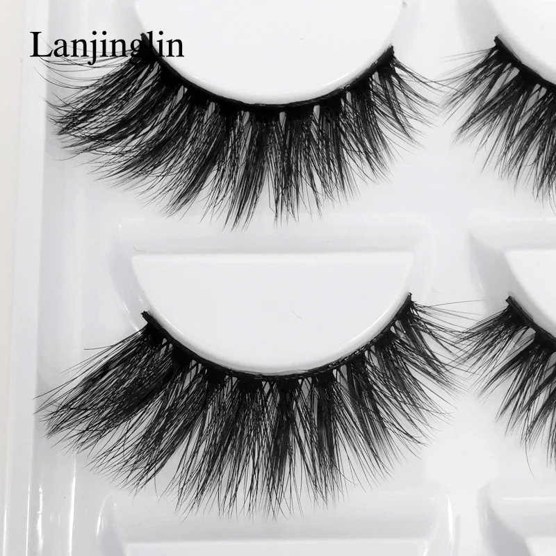 LANJINGLIN 3/5 пар 3D норковые накладные ресницы натуральные длинные wispy макияж