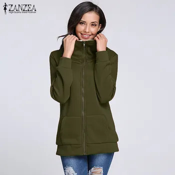 

ZANZEA Women Winter Fleece Coats Hooded Sweatshirts 2020 Autumn Casual Loose Zipper Hoodies Tops Jackets Outwear Plus Size S-4XL