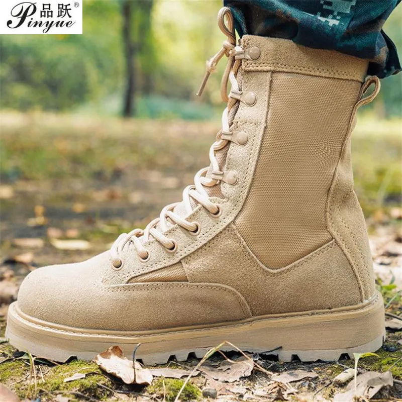 Botas militares de combate para hombre, táctico de combate, color con suela de goma, color marrón, en oferta| | - AliExpress