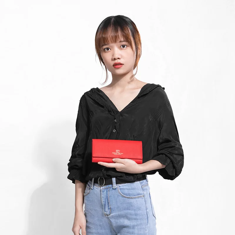 WEICHEN New Design Many Departments Women Wallets Trifold Large Capacity Card Holder Purse Female Wallet Long Clutch Carteras