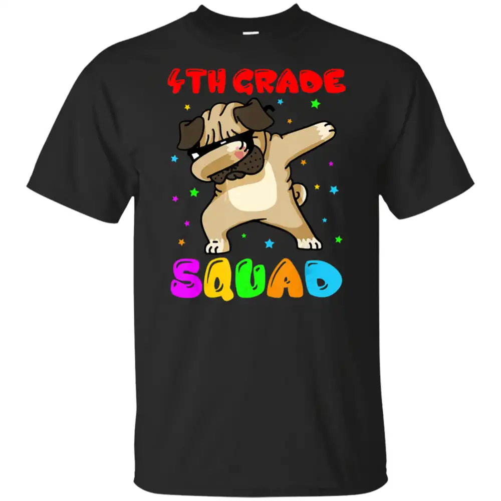 4th グレード分隊軽くたたくパグ犬バック学校に Tシャツ黒男性女性のための大人のカジュアル Tシャツ Tシャツ Aliexpress