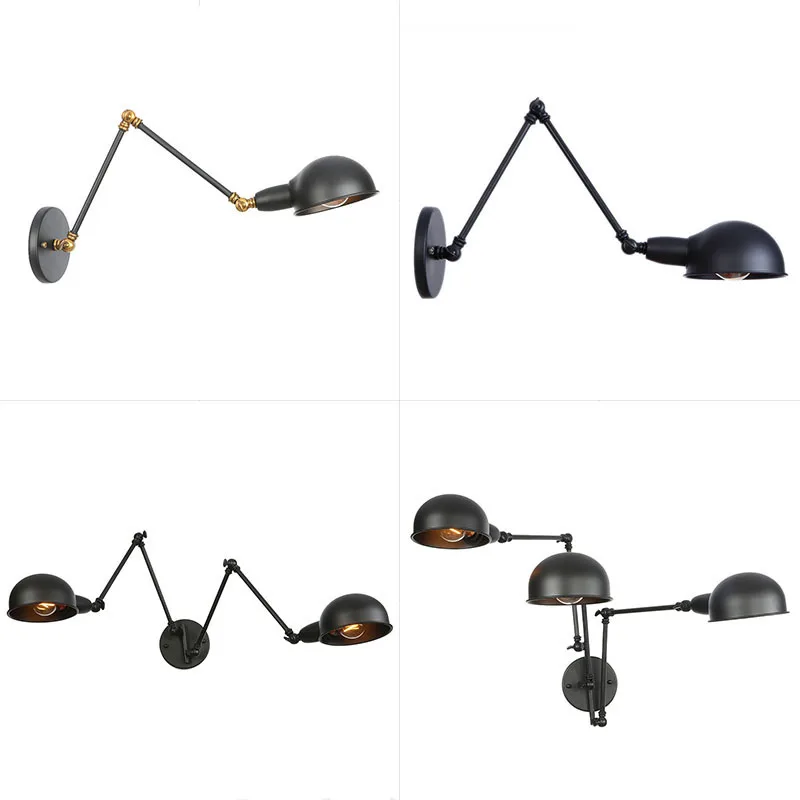 

Rh Loft Industry Style Long Arm Double One Home Concise Personality Pros And Cons Bedside Restaurant Decoration Wall Lamp