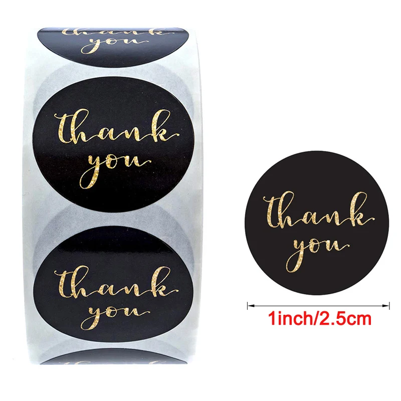 Thank You Stickers Labels Seals Thank You for Supporting My Small Business Stickers Roll Round Kraft Pink Black Labels For Shop 