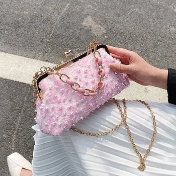 

Wedding Small Shell Bag Bags Rose Flowers Fashion Women's Handbags Purses 2021 New Chain Women Shoulder Crossbody Bags Bag
