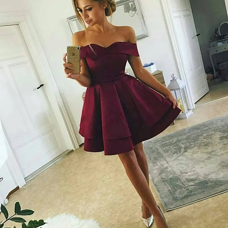 Short-Burgundy-Bridesmaid-Dresses-vestido-madrinha-brautjungfernkleid-Knee-Length-Bridesmaid-Dress-Wedding-Party-for-Woman