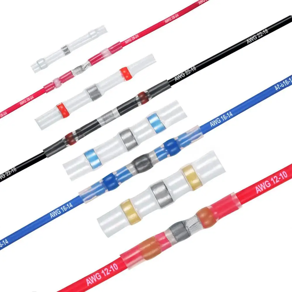 100 RED 3M HEAT SHRINK BUTT CONNECTORS ELECTRICAL WIRE 2218 GAUGE