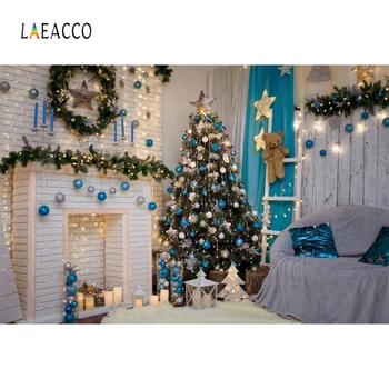 

Laeacco Fireplace Christmas Tree Lamp Crown Sofa Light Photography Backgrounds New Year Photo Backdrops Baby Portrait Photophone