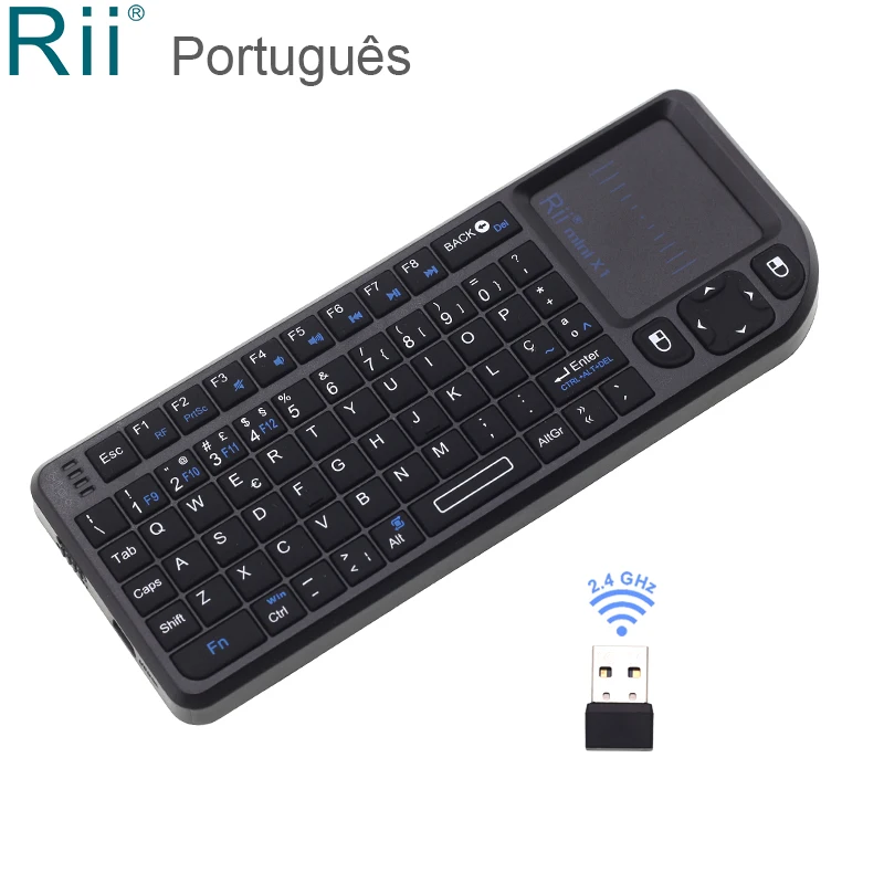 Teclado sem Fio com Mouse Touchpad para Android Caixa de tv Original Mini Português Computador Conjunto Caixa Superior 2.4 Ghz Rii x1