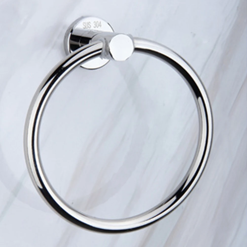 

Durable Rustless Round Hand Wall Mounted Bathroom Towel Toilet Ring Holder Stainless Steel