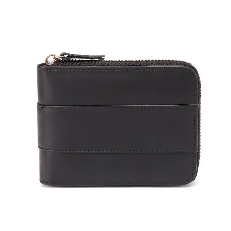 Genuine Leather Rfid Wallet Men Crazy Horse Wallets Coin Purse Short Male Money Bag Quality Designer Mini Walet Small MRF57 - Цвет: Черный