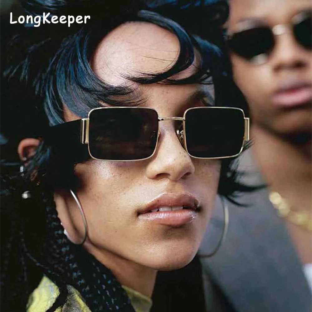 

Luxury Rectangle Steampunk Men Sunglasses Fashion Brand Designer Women Driving Sun Glasses Punk Shades UV400 Gafas de Sol Black