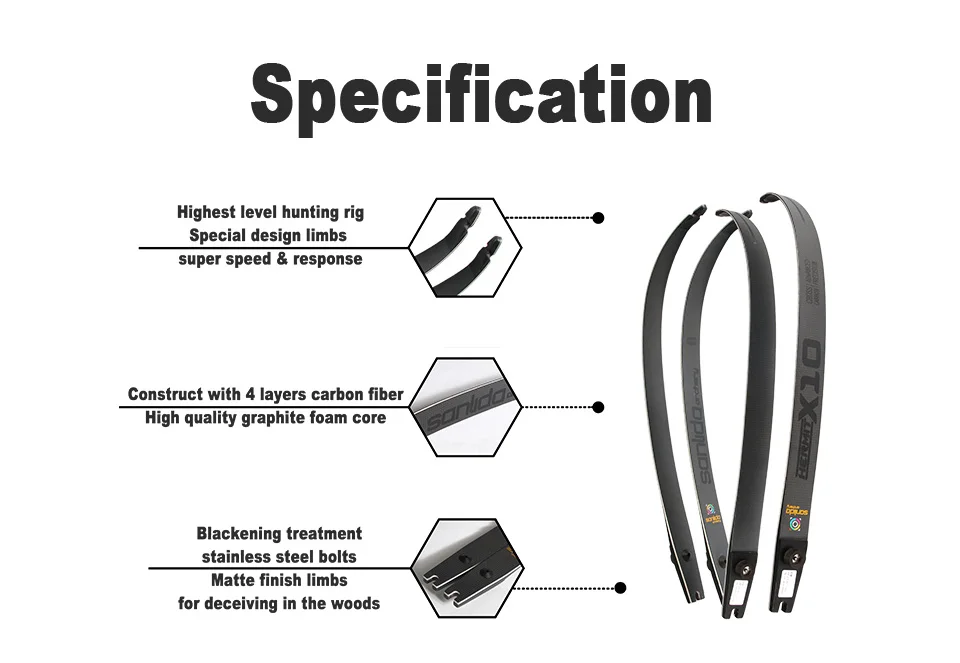 Sanlida стрельба из лука Hermit X10 высококлассный Рекурсивный охотничий лук конечностей углеродистая и графитовая пена ILF конечностей Охота Стрельба Спорт на открытом воздухе