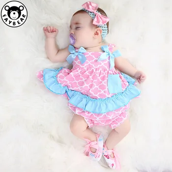 

2019 Newest Baby Girls Clothing Set Infant Ruffle Outfits Bloomer Headband Newborn Girl Clothes Sets Baby Swing Top