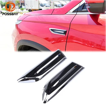 

POSSBAY Car Stickers Decorative Air Flow Vent Intake Scoop Turbo Bonnet Cover Silver+Black Outlet Decals Body Decoration