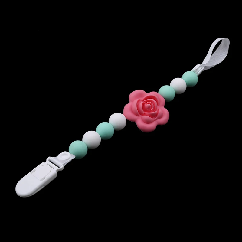 Silicone Pacifier Clips Funny Nipple Chain Safe Teething Chains For Baby Rose Flower Bead Infant Attache Sucette Dummy Clip Pacifiers Leashes Cases Aliexpress