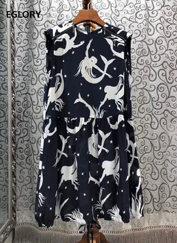 

Top Quality Silk Dress 2020 Summer Style Women Abstract Print Shoulder Zipper Deco Sleeveless A-Line Vintage Dress Vestidos